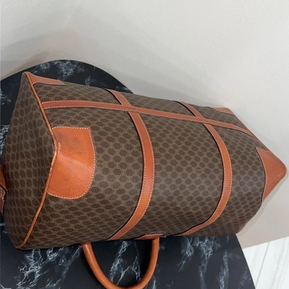 Celine | Brown Macadam Triomphe Canvas Travel Overnight Duffle Bag AUTHENTIC - Picture 9 of 16